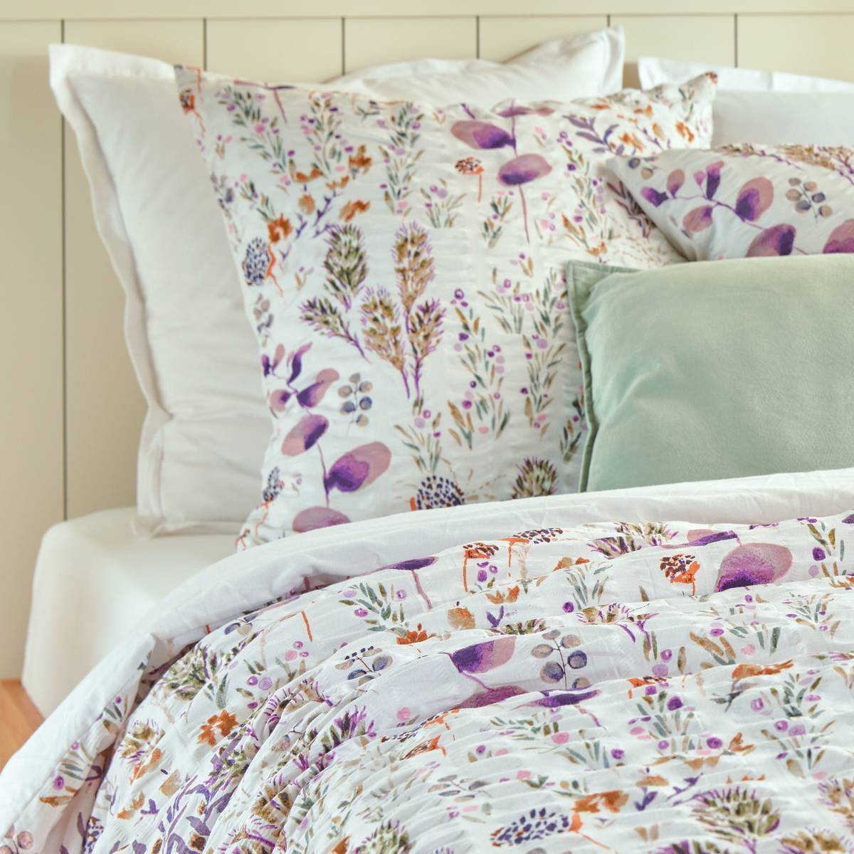 Parure de lit imprimée Floral 240x220cm blanc