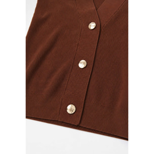 Kocca - Set cardigan a maniche corte e top a coste con bottoni Donna