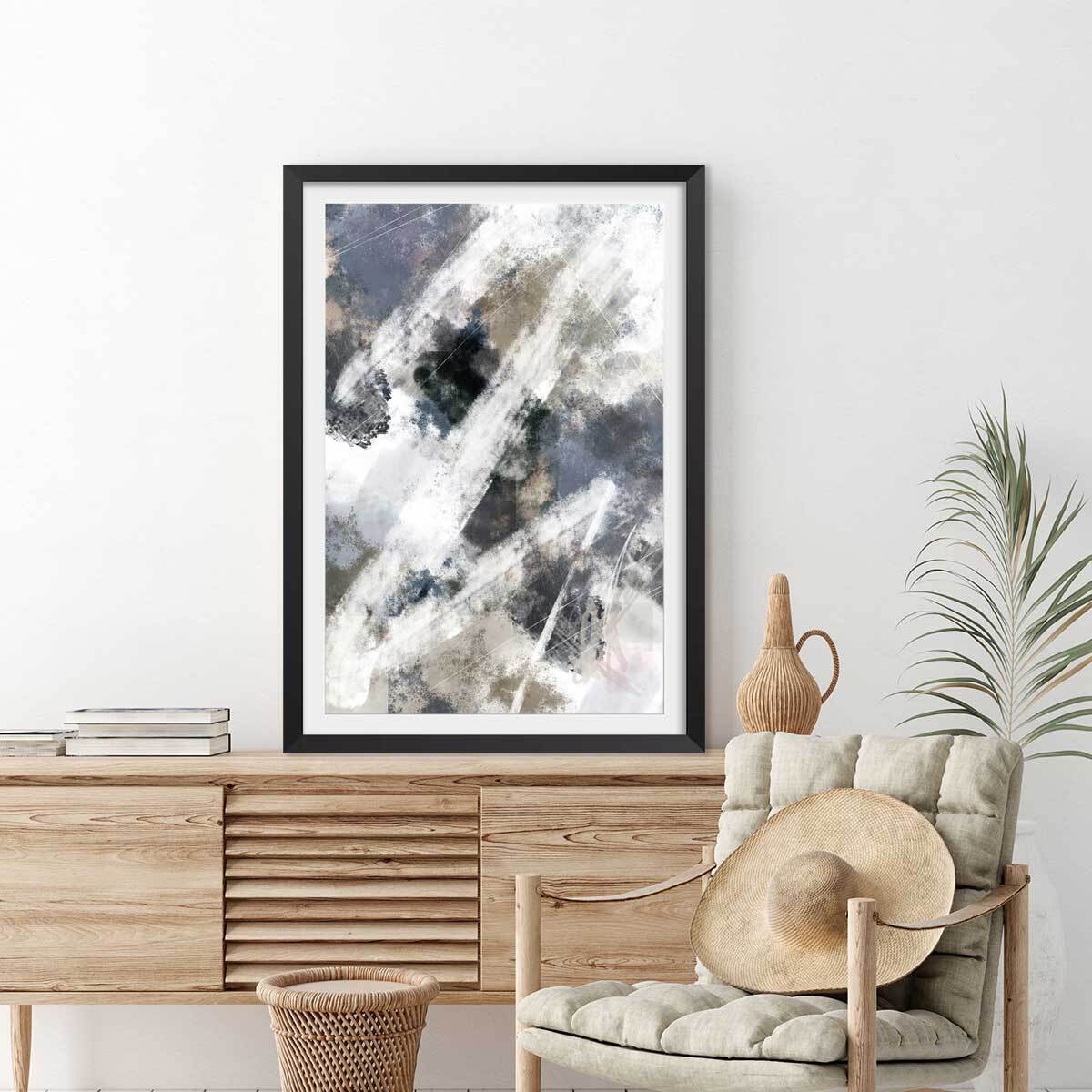 Affiche Facet zag Affiche + cadre en bois - Noir