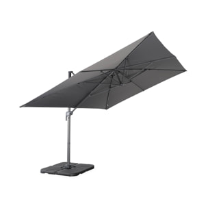 Parasol déporté rectangulaire 3x4m – Antibes – gris – parasol déporté. inclinable. rabattable et rotatif à 360°