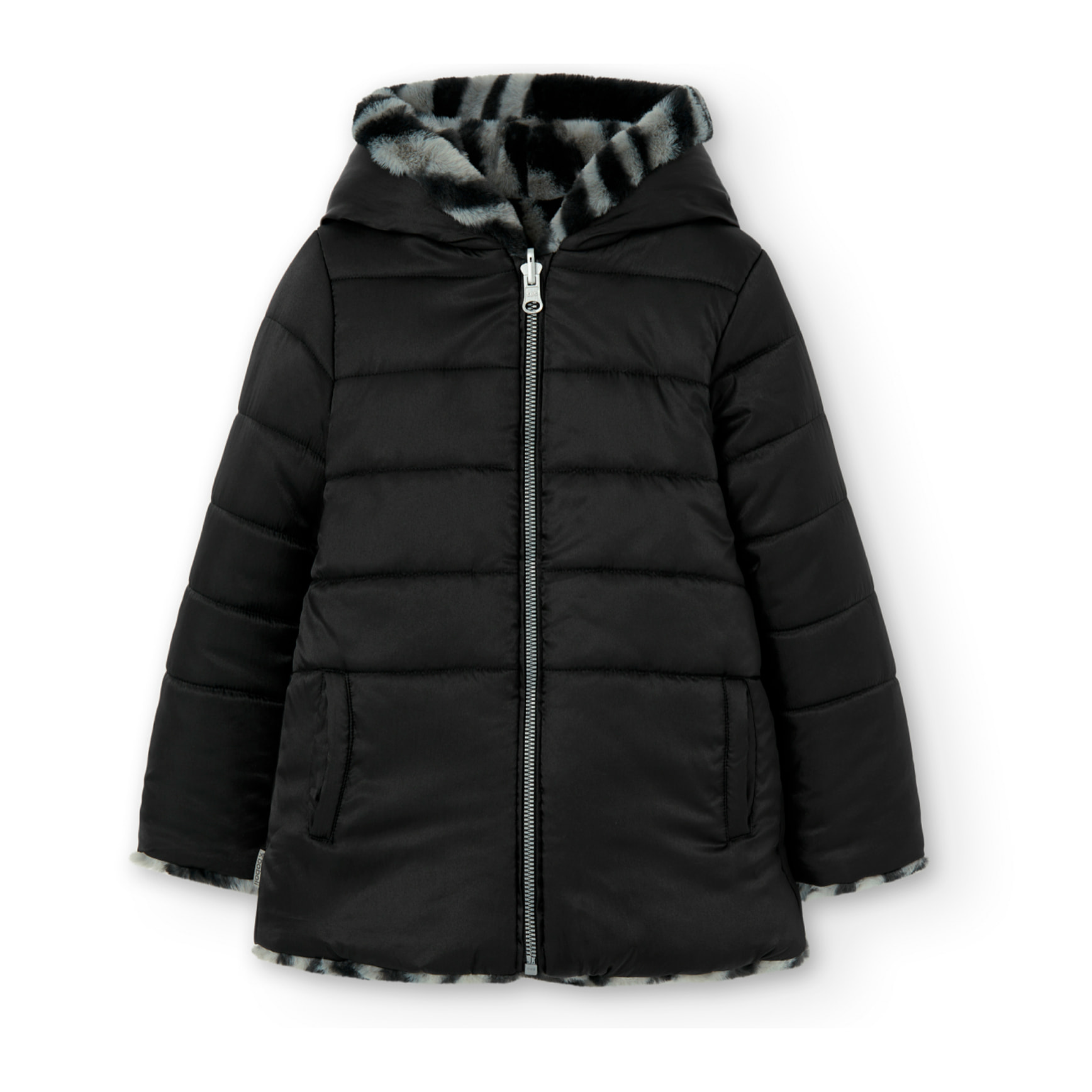 Parka reversible cebra de niña