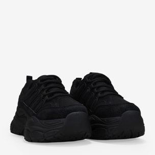 Zapatillas de plataforma negras con rejilla y cordones