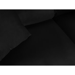 Canapé d'angle droit convertible avec coffre de rangement "Kyoto" 5 places en velours noir