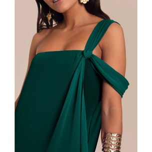 Vestido escote bardot con capa