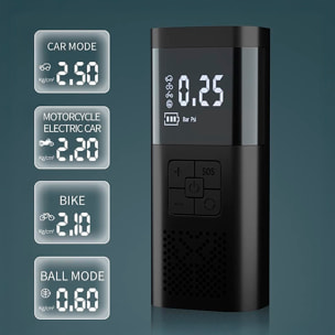 Bomba de aire portátil e inalámbrica paa coche, de 150PSI con luz LED, 3 modos de uso y 4 boquillas incluidas.