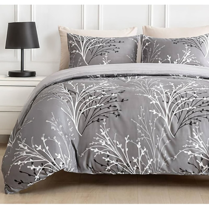 Parure housse de couette avec taie à volant 100% coton - Silverel