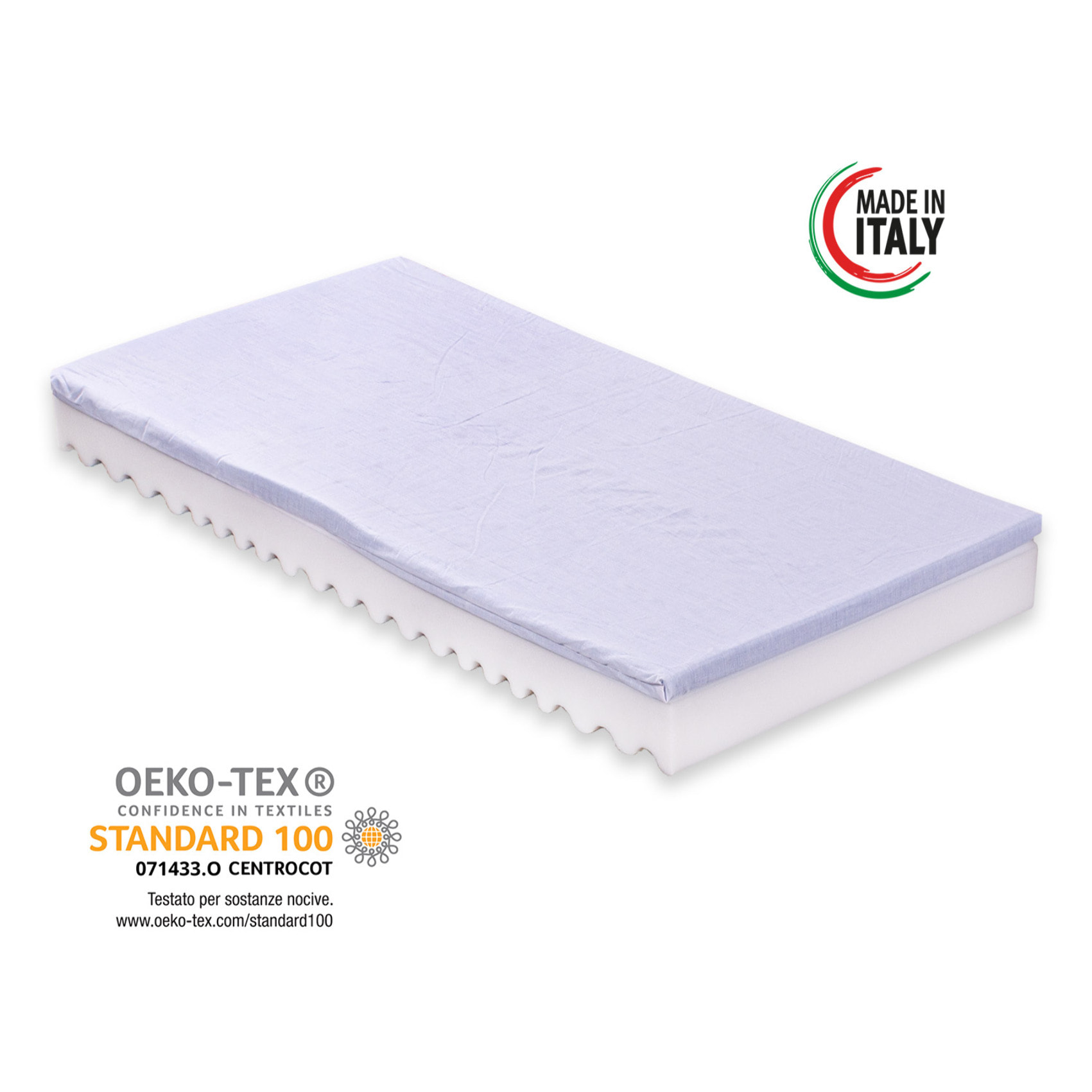 Materassimemory.eu - Materasso per culla lettino Royal Baby antisoffoco misura 70x140 alto 12 con memory Airsense lavabile in lavatrice rivestimento sfoderabile lavabile, guanciale in omaggio