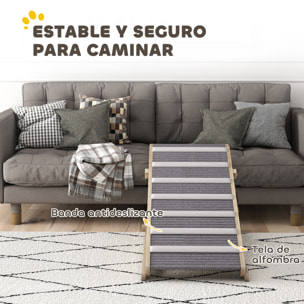 Rampa para Perros Plegable y Altura Ajustable 35-50 cm, Rampa para Mascotas de Madera con Alfombrilla Antideslizante y Asa, para Perros Pequeños Medianos y Grandes, para Cama Sofá, 100x50x50 cm