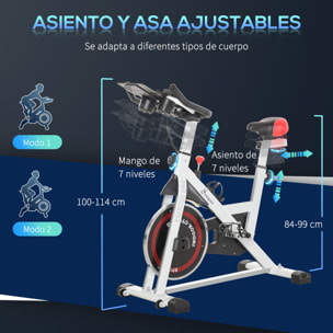 Bicicleta Estática Bicicleta de Fitness Pantalla LCD Carga 100kg Acero Blanco