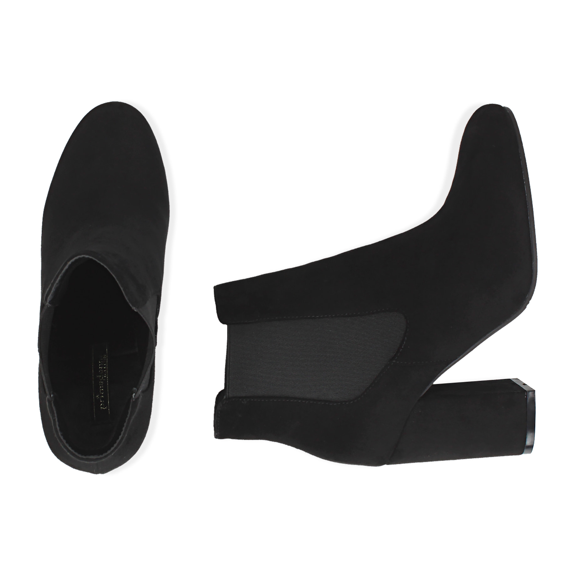 Botines negros de microfibra, tacón 9 cm