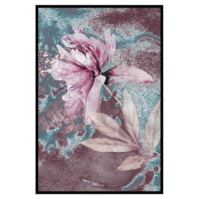 Affiche encadrée fleur rose texturée Affiche + cadre en métal - Noir