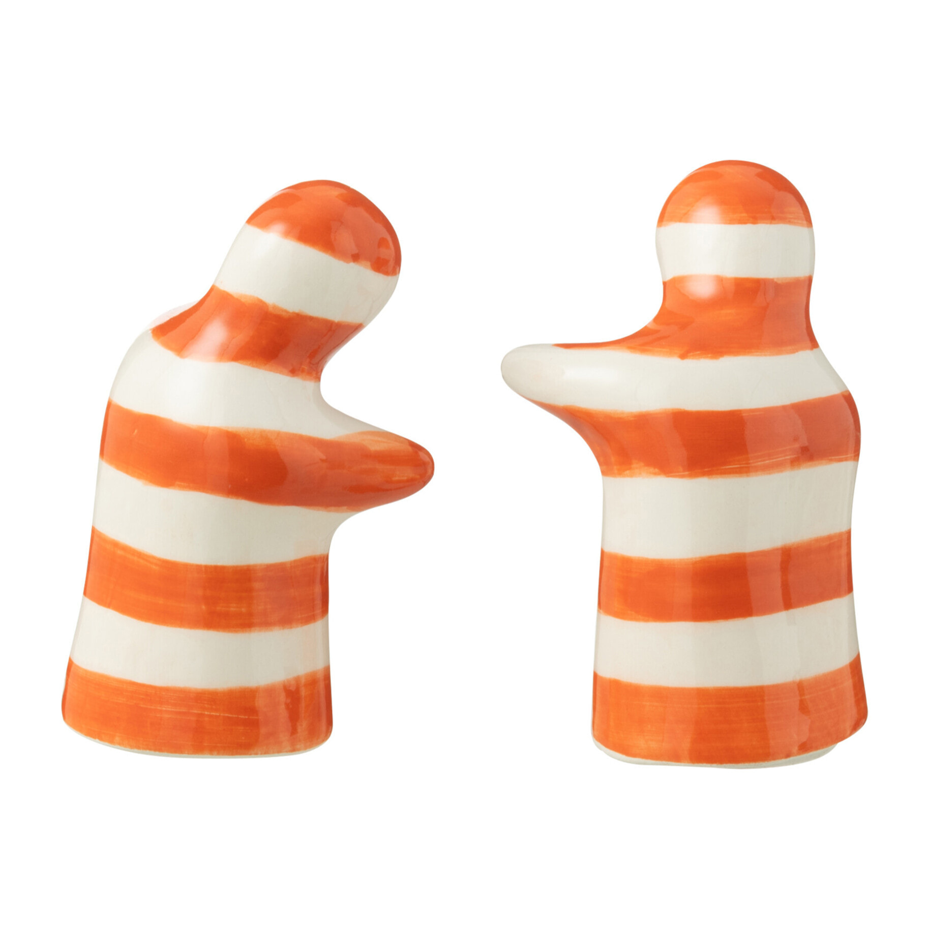 J-Line salière + poivrière Granada Stripes - céramique - blanc/orange