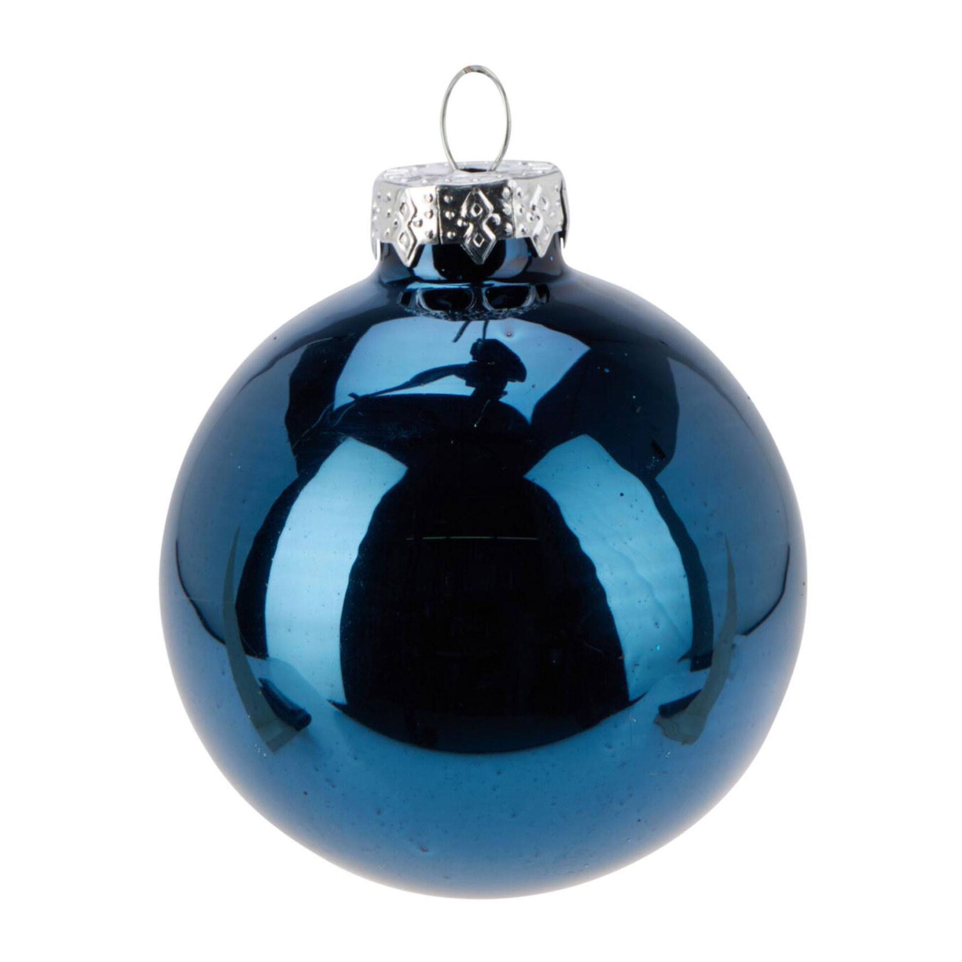 juego de 25 bolas de navidad color azul - brillantes