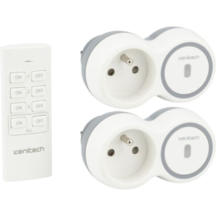 Multiprise ZENITECH 2 prises télécommandées 2300W + remote