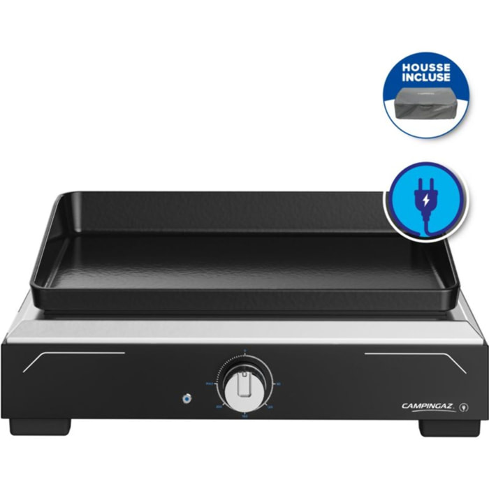 Plancha électrique CAMPINGAZ 1 XD noir inox à poser, 45x30 cm + housse
