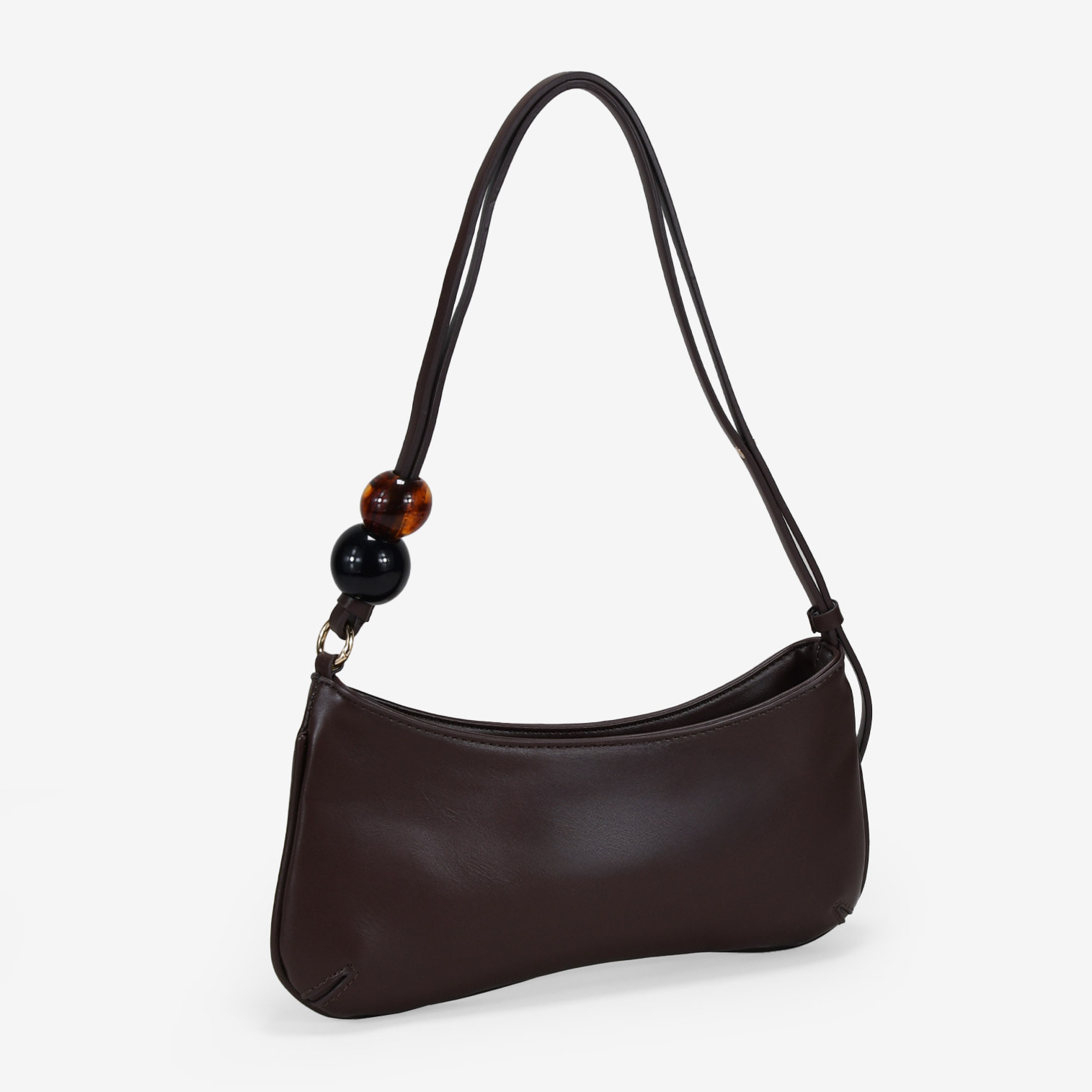 Bolso de hombro marrón con cuentas marmoladas