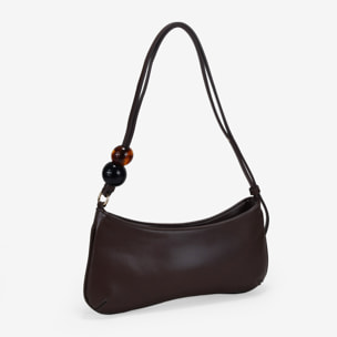 Bolso de hombro marrón con cuentas marmoladas