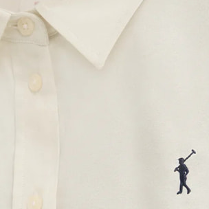 Camicia oxford crema regular fit con ricamo Rigby Go