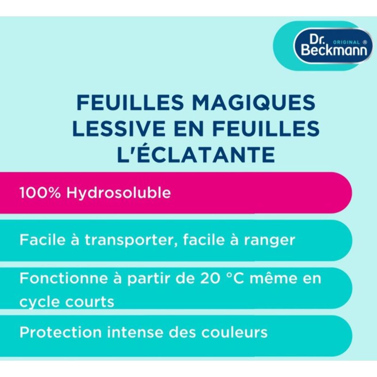 Lessive DR BECKMANN en feuilles L'éclatante x80