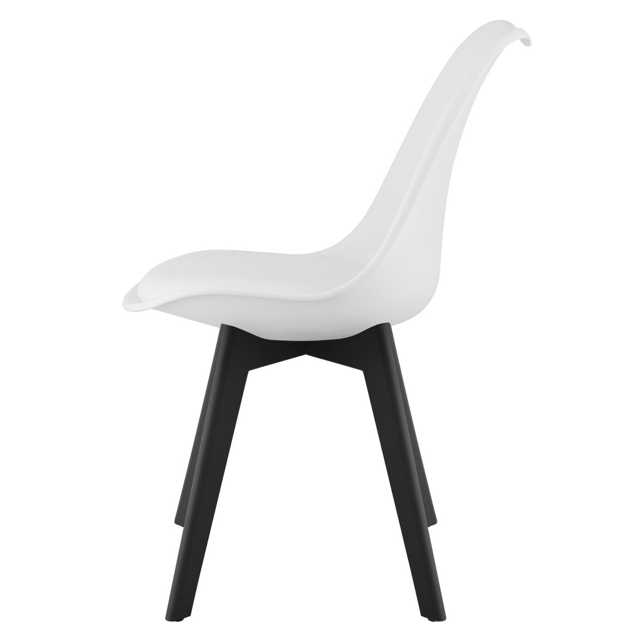 Sedia di design Mark bianca con gambe nere e cuscino