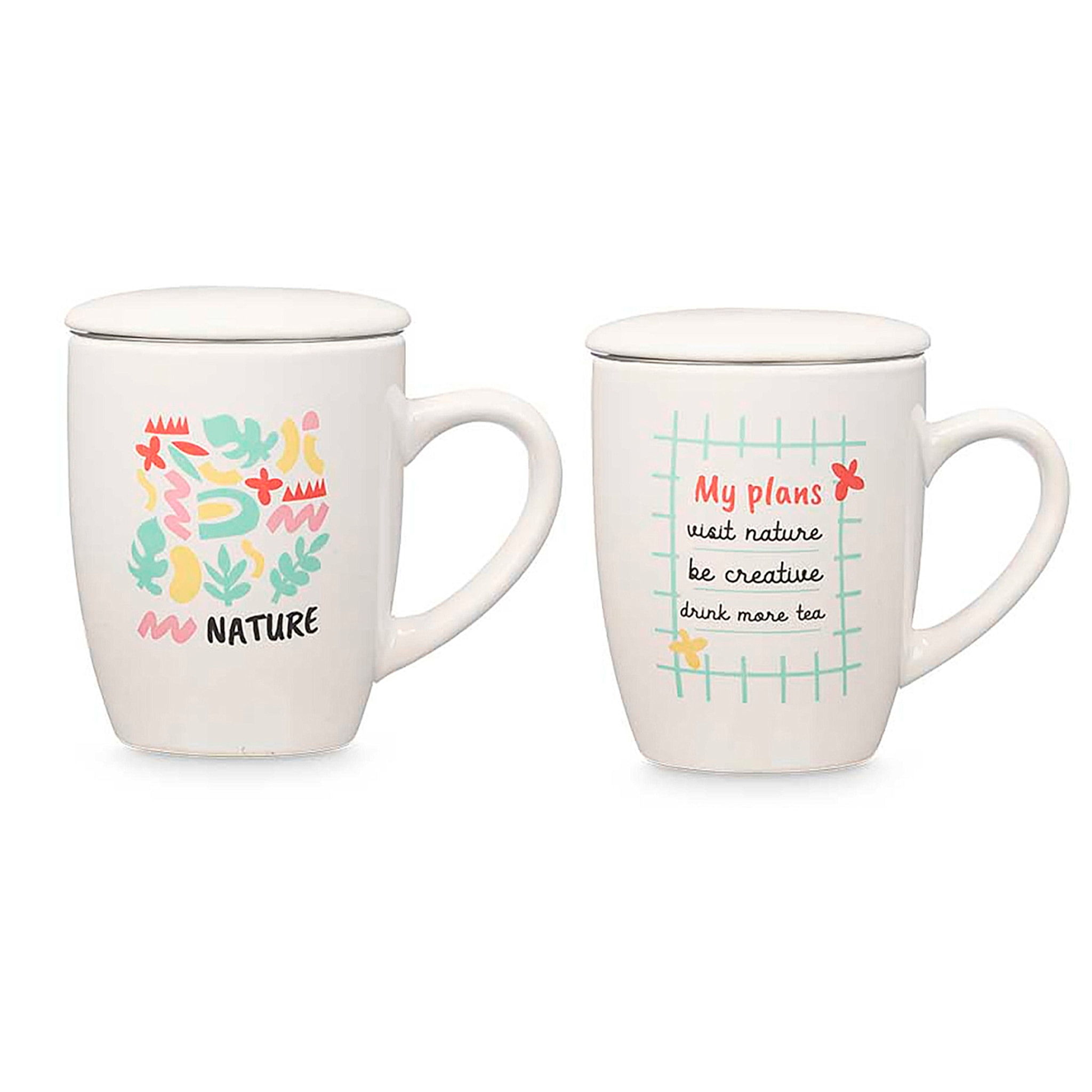 Set de 2 tazas de porcelana diseño Nature. 340 ml de capacidad. Surtido 2 diseños.