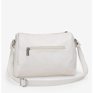 Bolso bandolera beige con cremallera y tachas