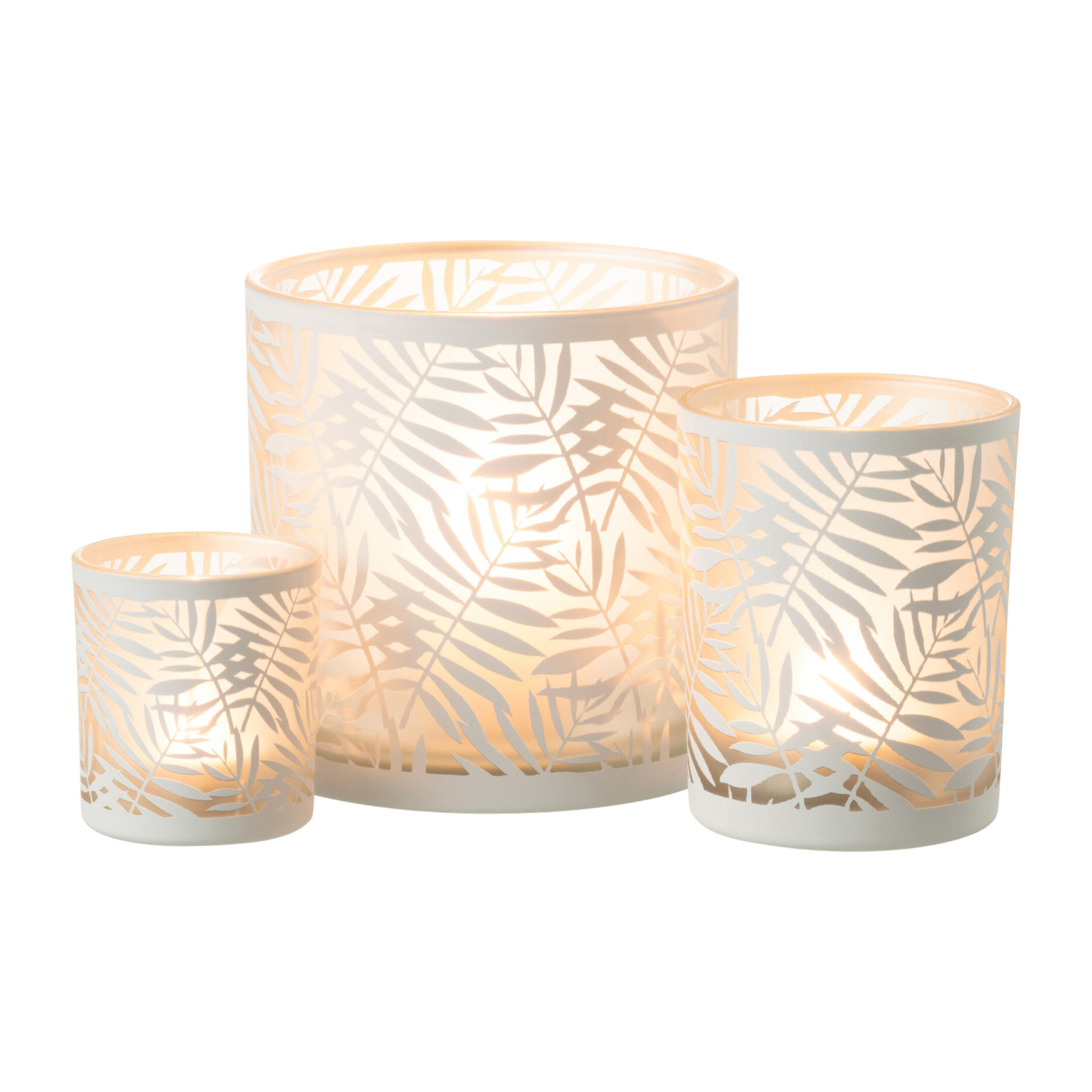 J-Line photophore Feuilles - verre - blanc - large