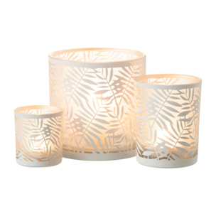 J-Line photophore Feuilles - verre - blanc - large