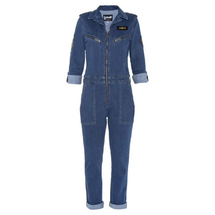 TRJUMPW STRETCH PILOT JUMPSUIT WITH MILITARY BADGES 98% COTTON 
2% ELASTANE Blu