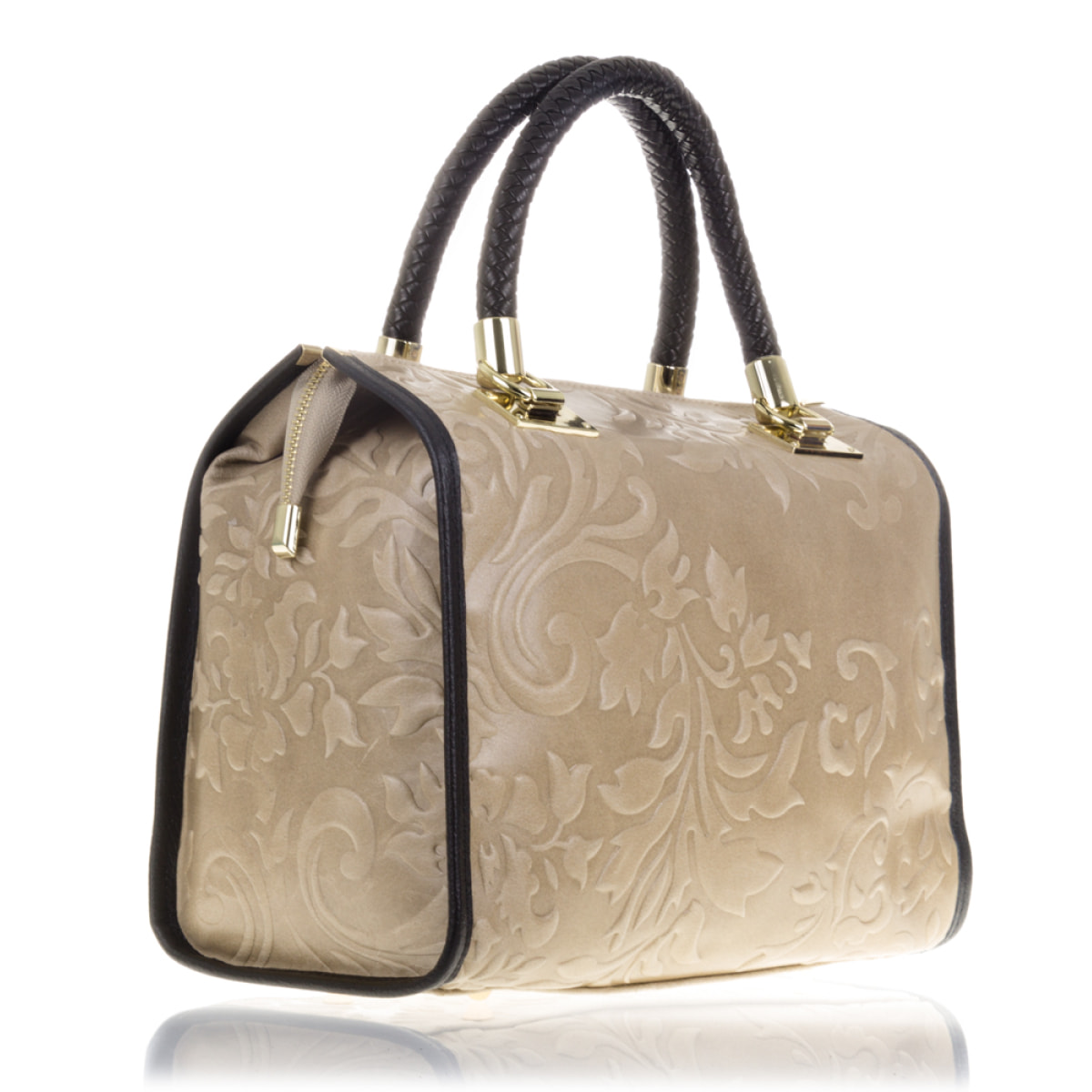 Faenza Bolso tote Mujer.Piel auténtica Gamuza Grabado Flores