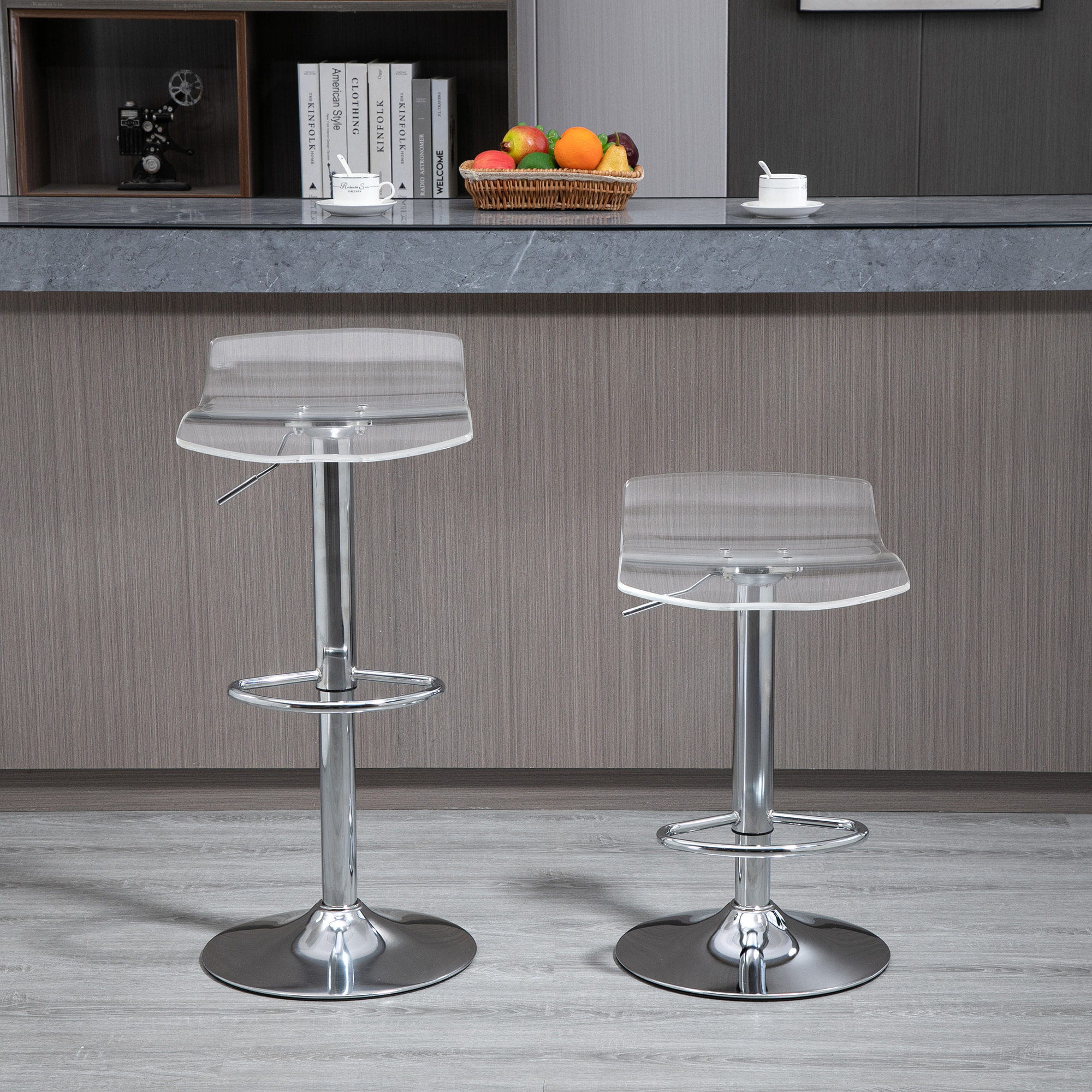 Lot de 2 tabourets de bar – Réglables et pivotants – Design contemporain