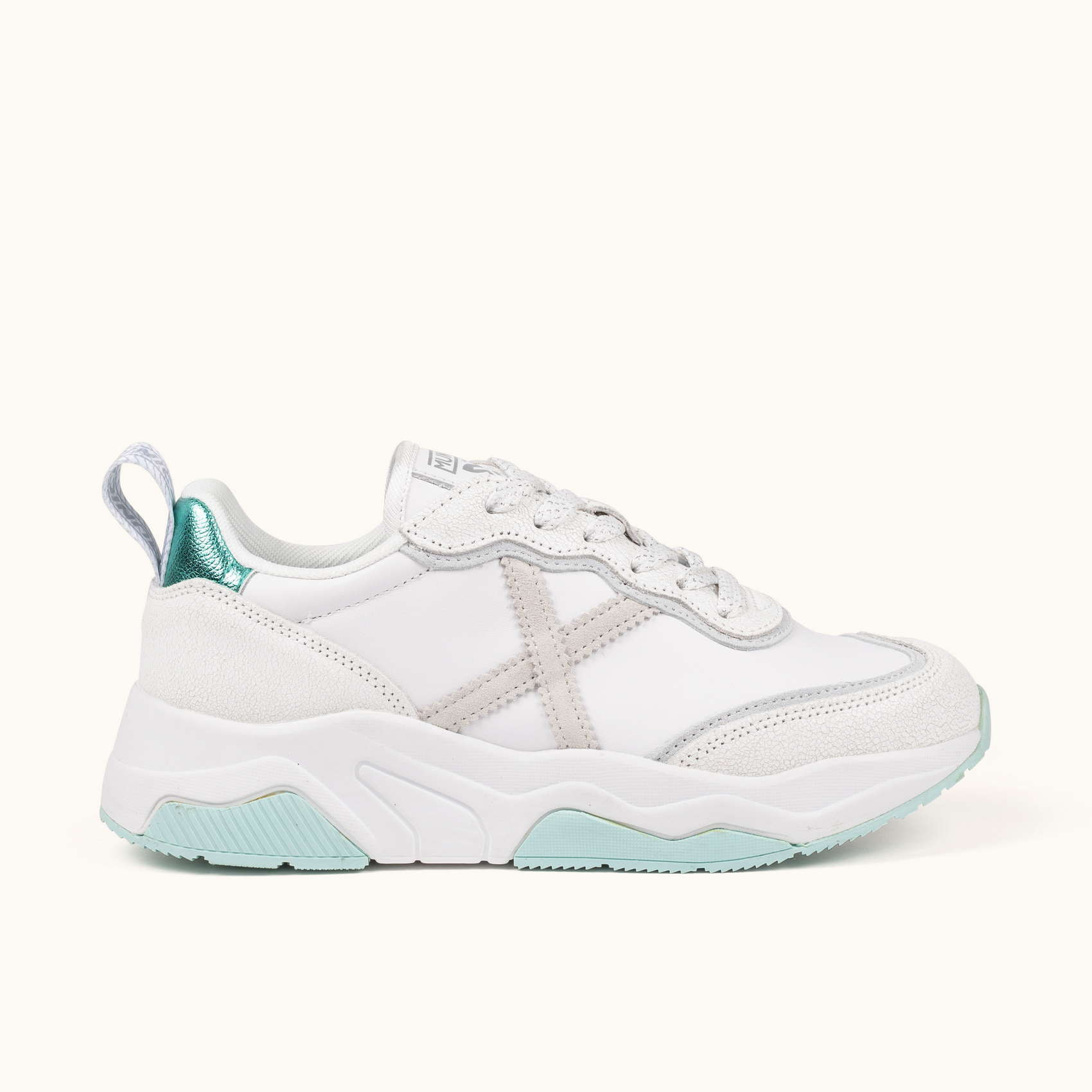 MUNICH WAVE 185 Zapatillas de diseño retro con volumen Blanco y Verde Menta