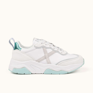 MUNICH WAVE 185 Zapatillas de diseño retro con volumen Blanco y Verde Menta