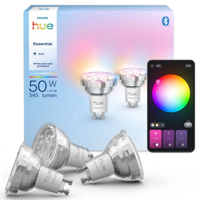 Pack PHILIPS HUE Essential- 3/GU10 White&Color Ambiance
