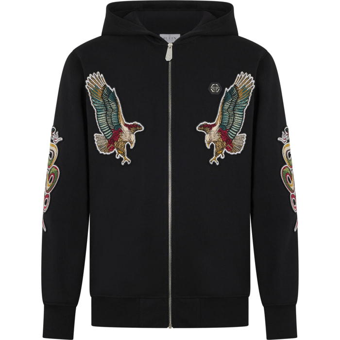 PHILIPP PLEIN Zip Hoodie Tattoo Patches