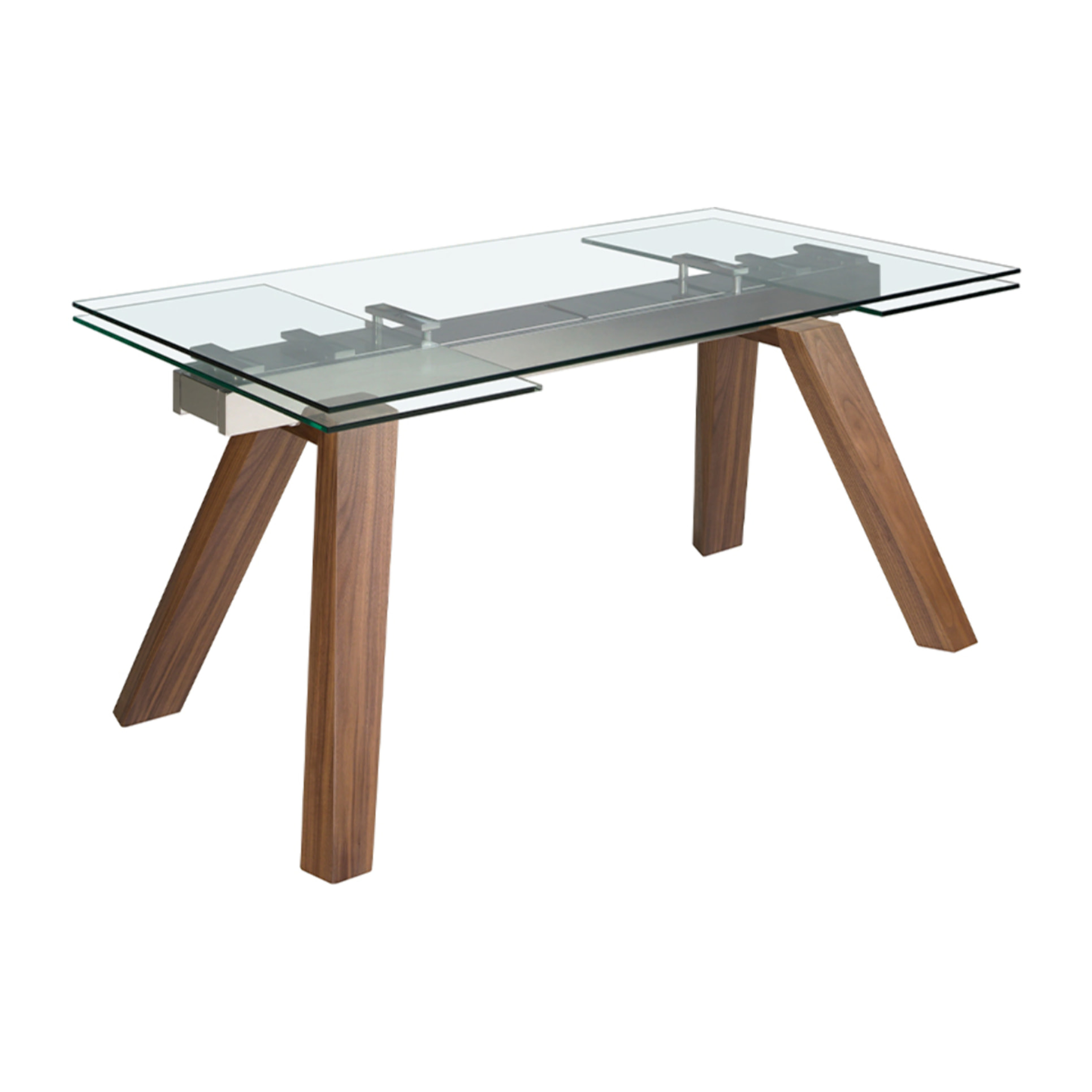 Mesa comedor extensible rectangular con tapa de cristal templado 160x90x76cm