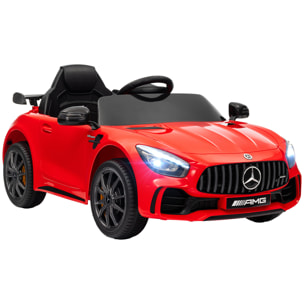 Coche Eléctrico para Niños de +3 Años Mercedes-Benz AMG GTR Carro Eléctrico Infantil con Batería 12V Mando a Distancia Faros Bocina Música y Pantalla Rojo