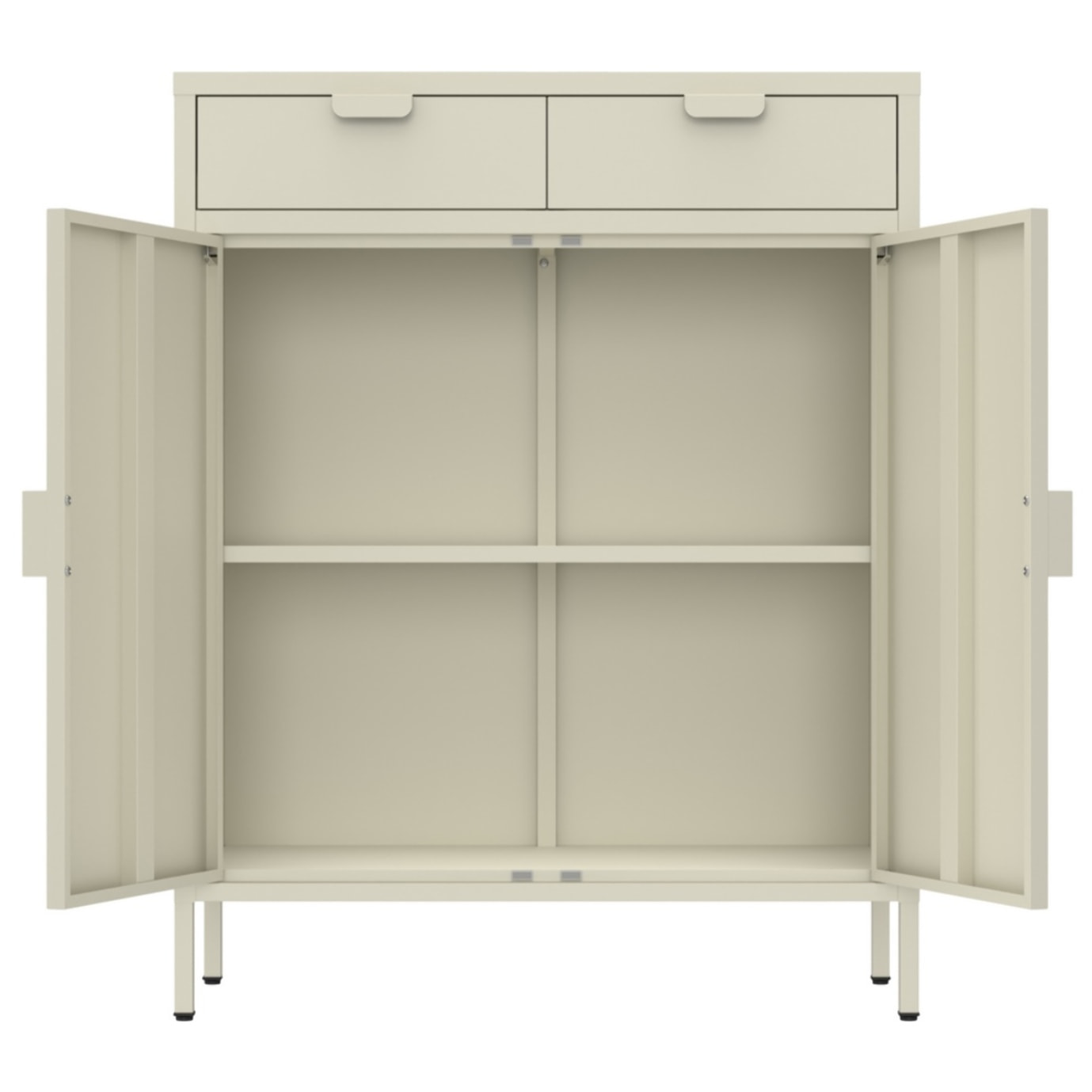 Credenza metallo 2 ante e 2 cassetti 80x38x110cm avorio - Pop