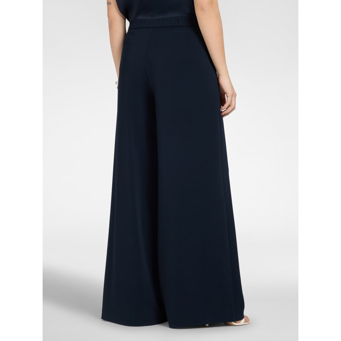 Elena Mirò - Pantaloni palazzo in cady - Blu