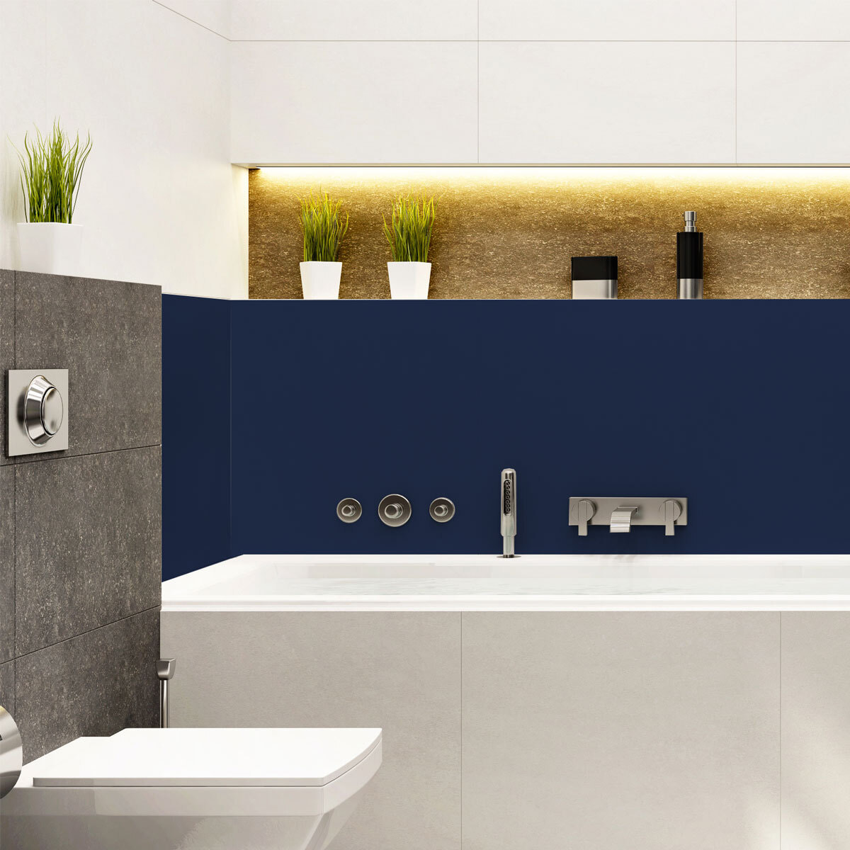 Rouleau adhésif décoratif Vinyle au Mètre - Bleu fonce - Sticker Lavable Imperméable Mur Cuisine Meubles