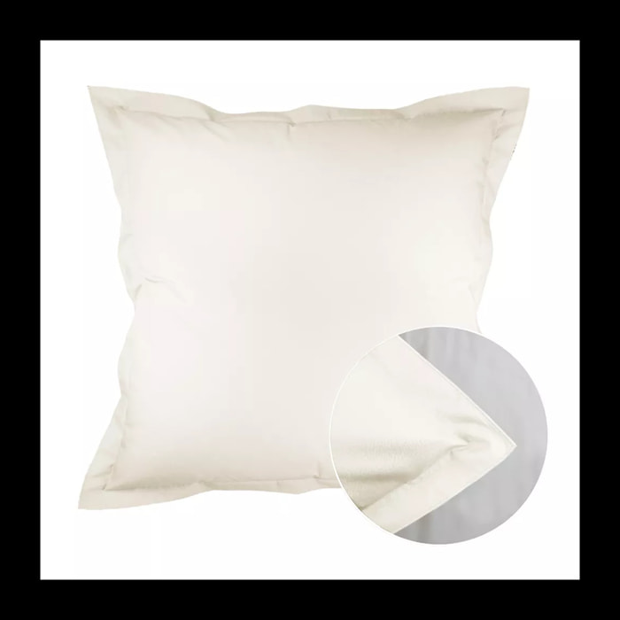 Taie d'oreiller percale de coton uni beige Olana ecru