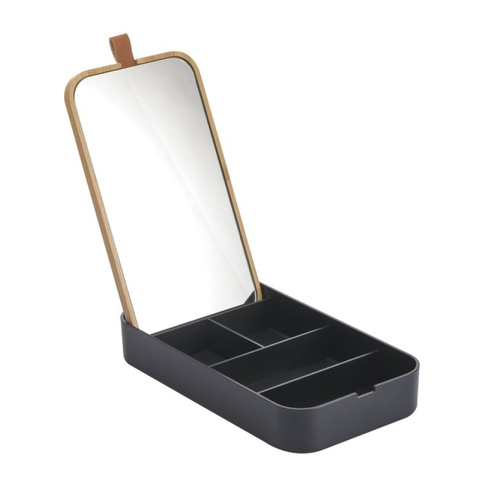 Miroir & Boîte à bijoux Bambou & PS carré ALAIS Noir Spirella
