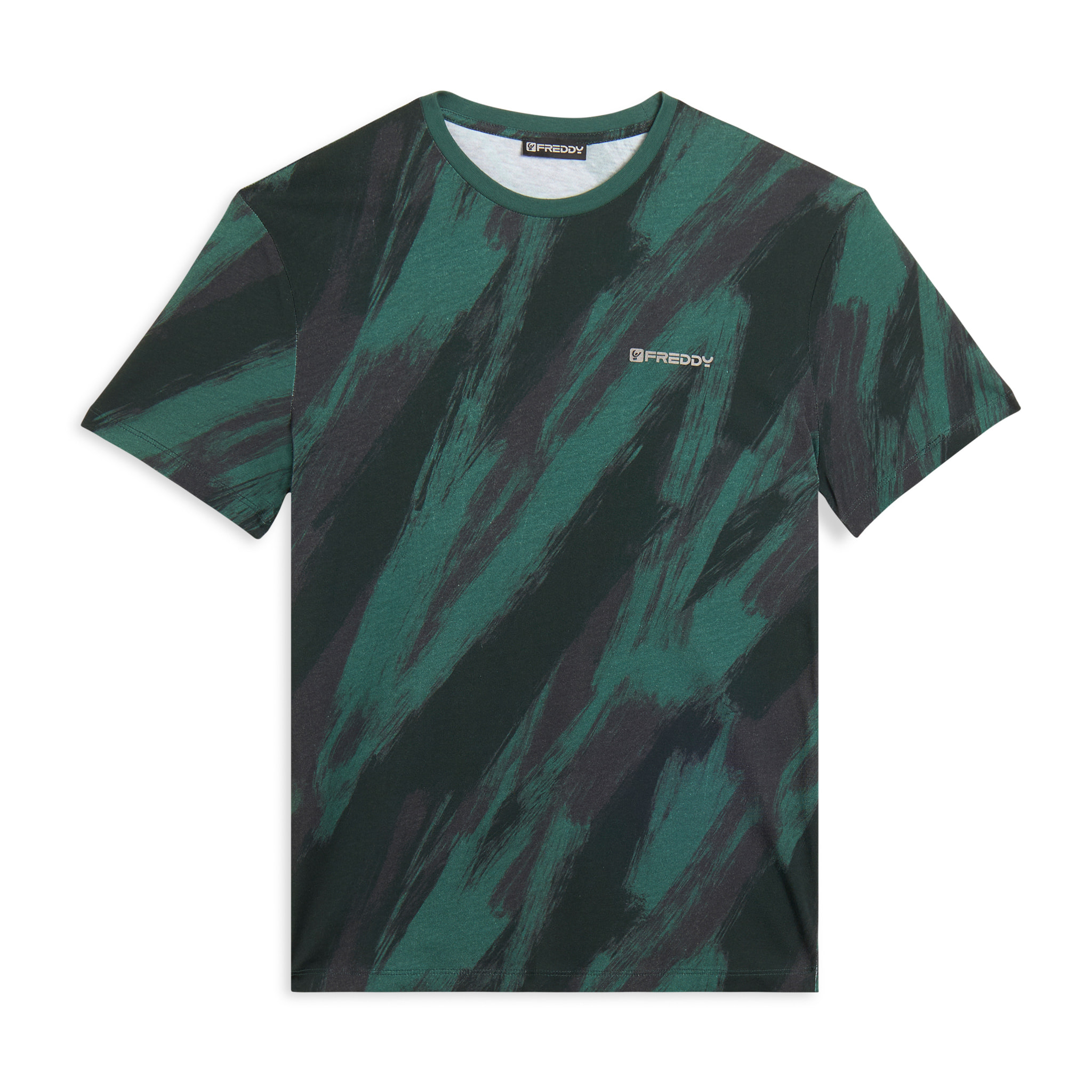 T-shirt stampata effetto pennellata in cotone