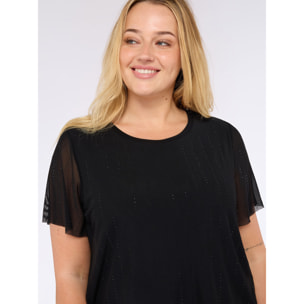 Fiorella Rubino - Camiseta de jersey con tul y lentejuelas - Negro