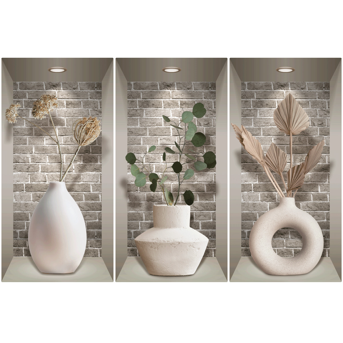 Stickers muraux 3D | Sticker Mural Autocollant effet 3D vases et plantes design - Stickers adhésifs 3D Chambre Salon Trompe l'oeil