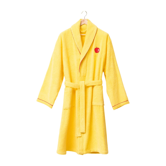 Set de albornoz unisex 380gsm algodón amarillo + toallas de baño (tocador 30x50cm + manos 50x90cm + baño 70x140cm) 450gsm algodón benetton