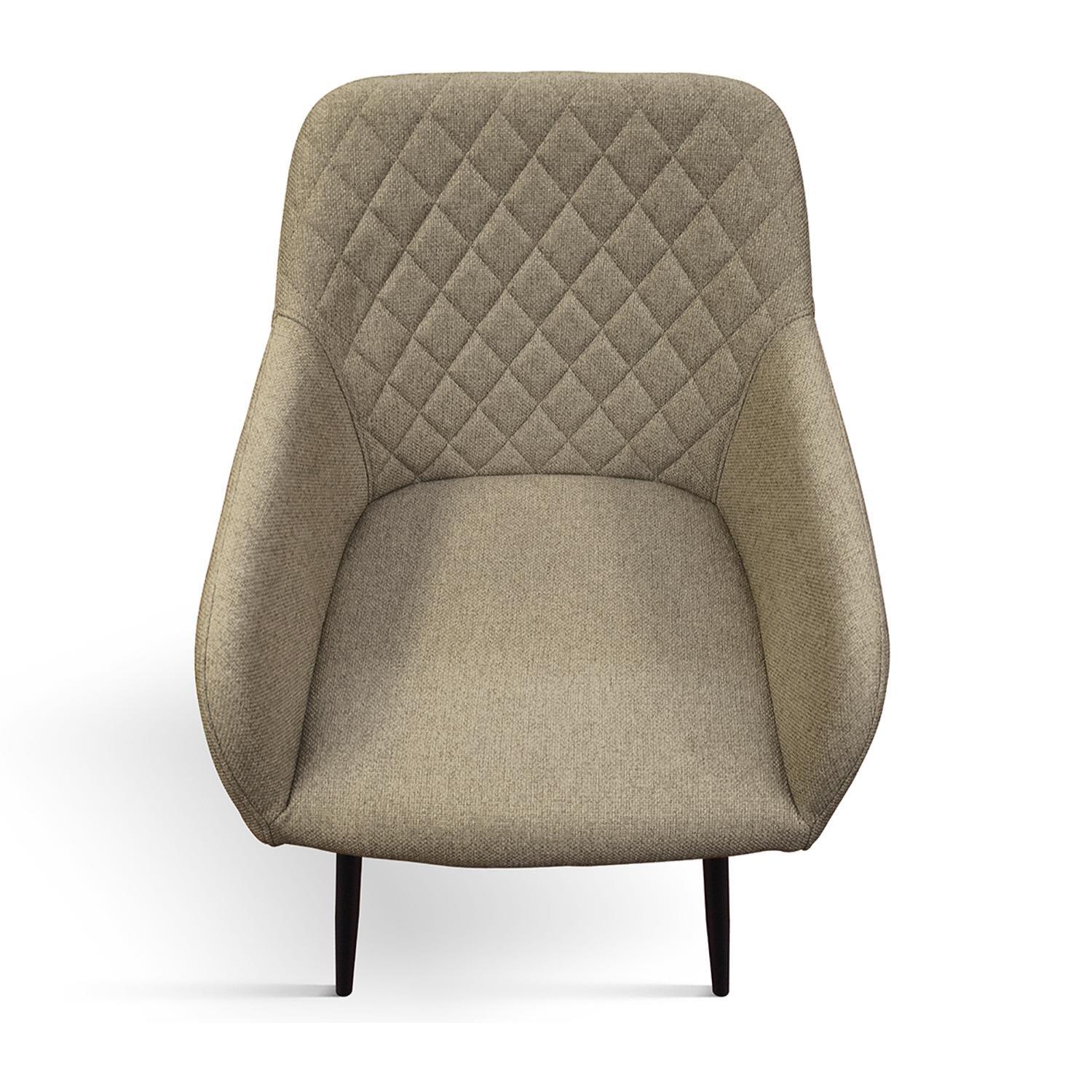 Set di 2 sedie LISBONA in tessuto beige e gambe in metallo nero, con braccioli