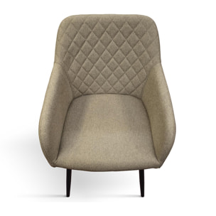 Set di 2 sedie LISBONA in tessuto beige e gambe in metallo nero, con braccioli