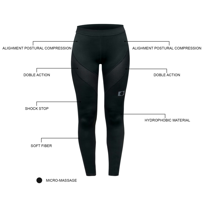 LEGGINGS DE COMPRESIÓN RUNNING PARA MUJER LARGO ENTERO BLUEBALL EN NEGRO