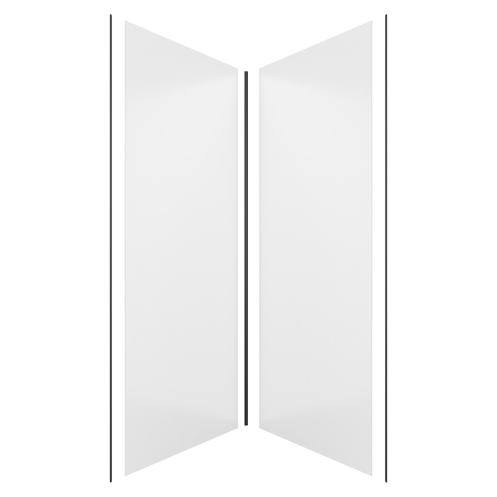 Pack de 2 Panneaux Muraux Aluminium BLANC 90+90x210 cm avec Profilés NOIR MAT - WALL'IT